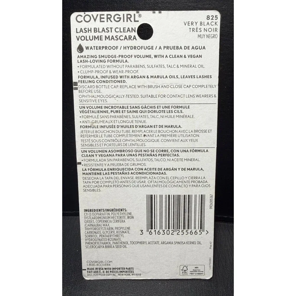 COVERGIRL Lash Blast Clean Volume Mascara 825 Very Black 0.44 fl oz